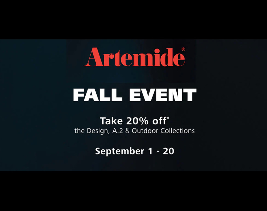 Artemide Fall Event 20% off the Design, A.2 & Outdoor Collections Sept 1-20