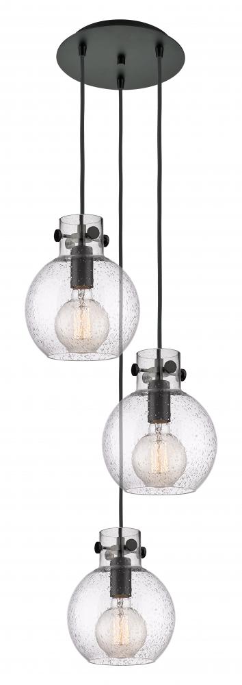 Newton Sphere - 3 Light - 16 inch - Matte Black - Cord hung - Multi Pendant