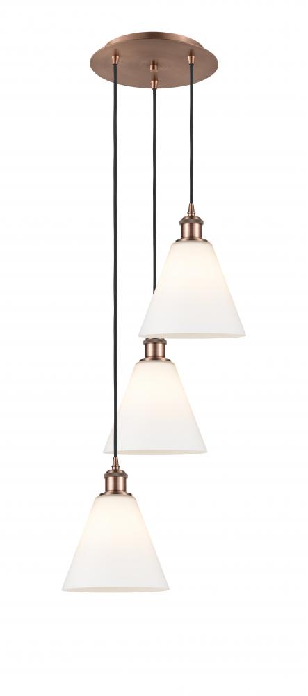 Berkshire - 3 Light - 15 inch - Antique Copper - Cord Hung - Multi Pendant