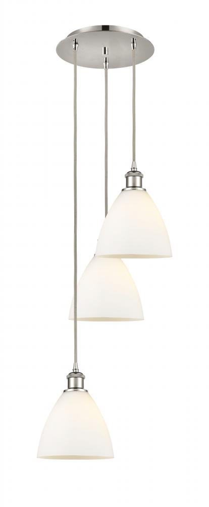 Bristol - 3 Light - 14 inch - Polished Nickel - Cord Hung - Multi Pendant