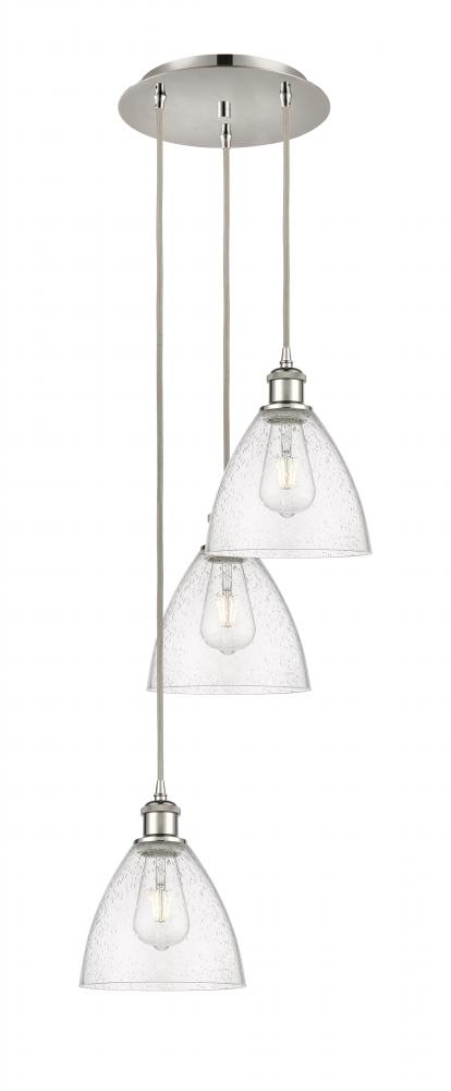 Bristol - 3 Light - 14 inch - Polished Nickel - Cord Hung - Multi Pendant