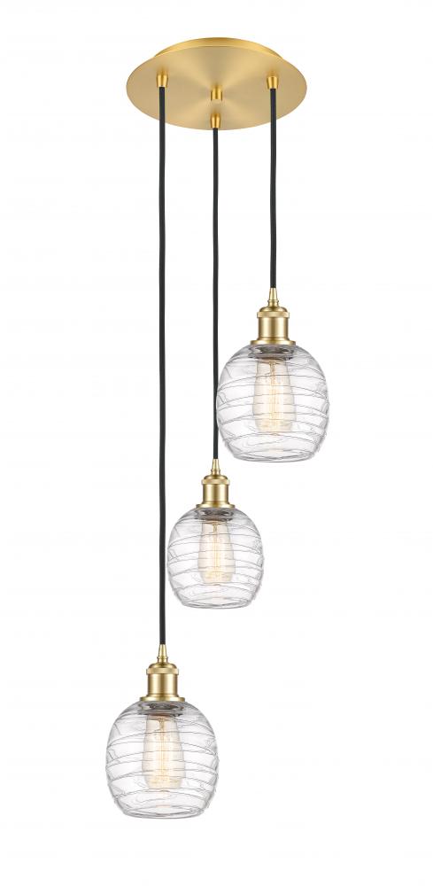 Belfast - 3 Light - 13 inch - Satin Gold - Cord Hung - Multi Pendant