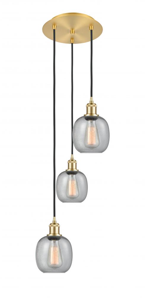 Belfast - 3 Light - 13 inch - Satin Gold - Cord Hung - Multi Pendant