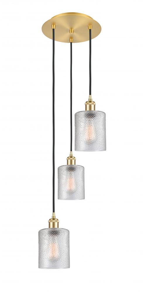 Cobbleskill - 3 Light - 12 inch - Satin Gold - Cord Hung - Multi Pendant