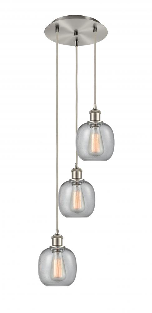 Belfast - 3 Light - 13 inch - Brushed Satin Nickel - Cord Hung - Multi Pendant