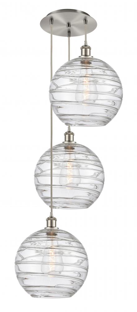 Athens Deco Swirl - 3 Light - 19 inch - Brushed Satin Nickel - Cord hung - Multi Pendant