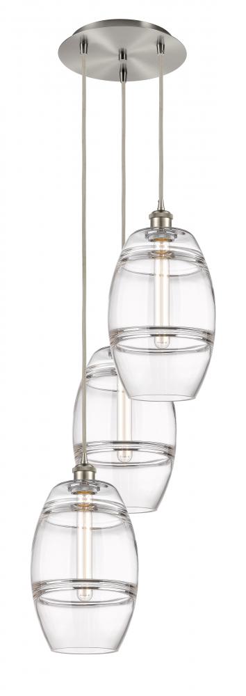 Vaz - 3 Light - 15 inch - Brushed Satin Nickel - Cord hung - Multi Pendant