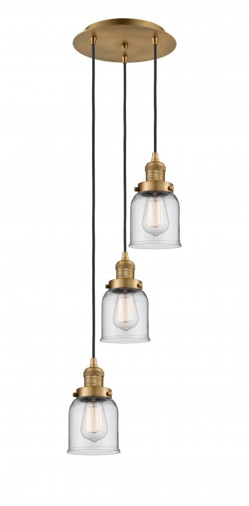 Cone - 3 Light - 12 inch - Brushed Brass - Cord hung - Multi Pendant