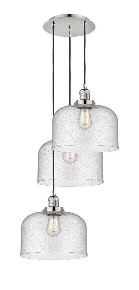 Cone - 3 Light - 18 inch - Polished Nickel - Cord hung - Multi Pendant