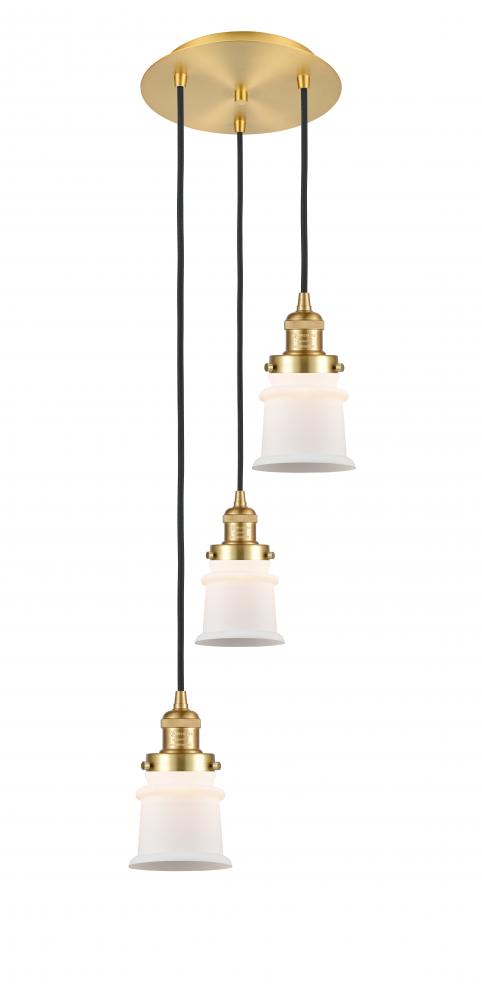 Canton - 3 Light - 12 inch - Satin Gold - Cord hung - Multi Pendant