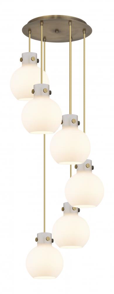 Newton Sphere - 6 Light - 19 inch - Brushed Brass - Cord hung - Multi Pendant