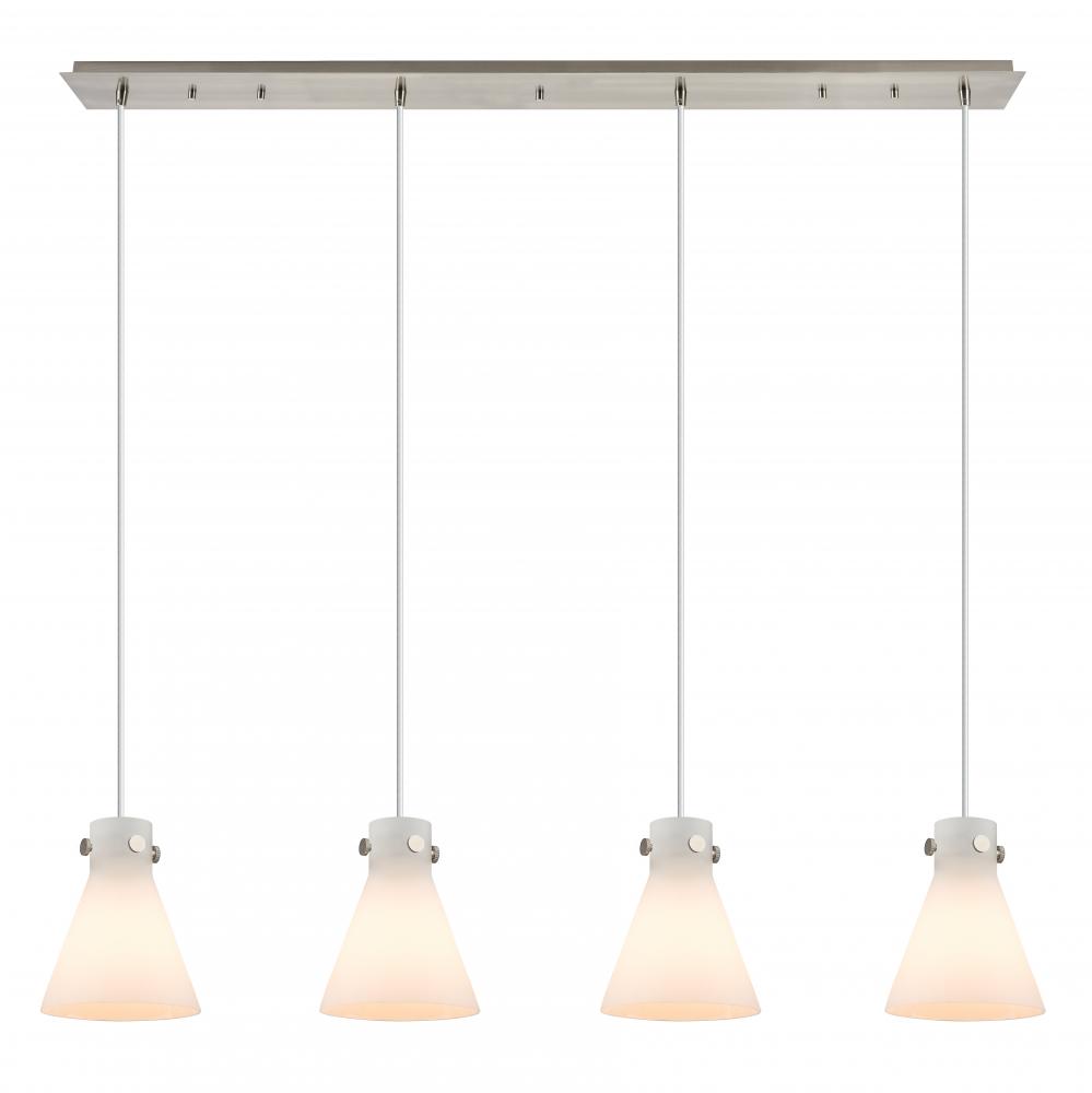 Newton Cone - 4 Light - 52 inch - Brushed Satin Nickel - Linear Pendant