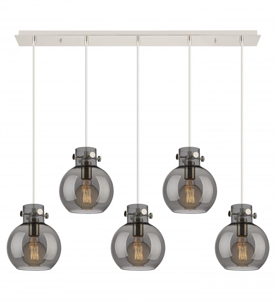 Newton Sphere - 5 Light - 40 inch - Polished Nickel - Cord hung - Linear Pendant