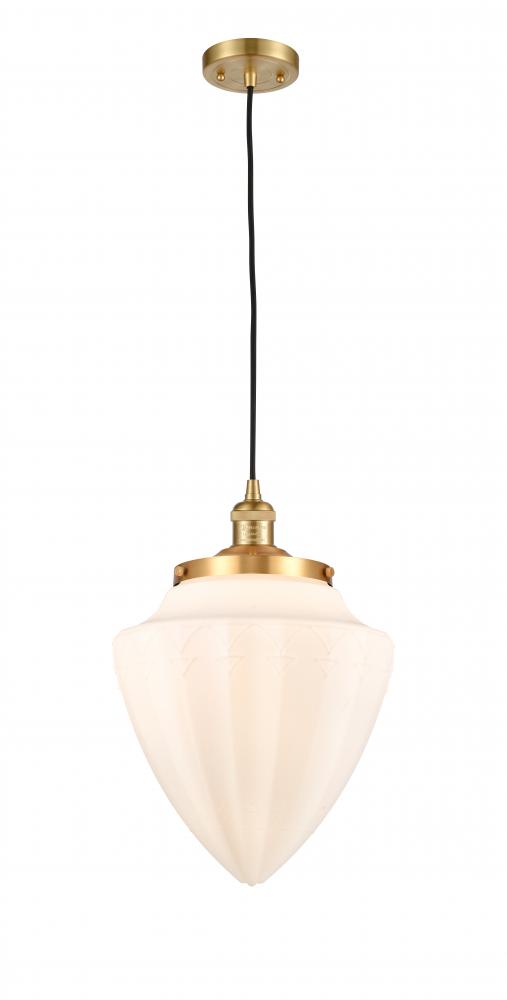 Bullet - 1 Light - 12 inch - Satin Gold - Cord hung - Mini Pendant