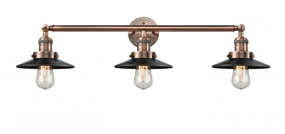 Railroad - 3 Light - 32 inch - Antique Copper - Bath Vanity Light