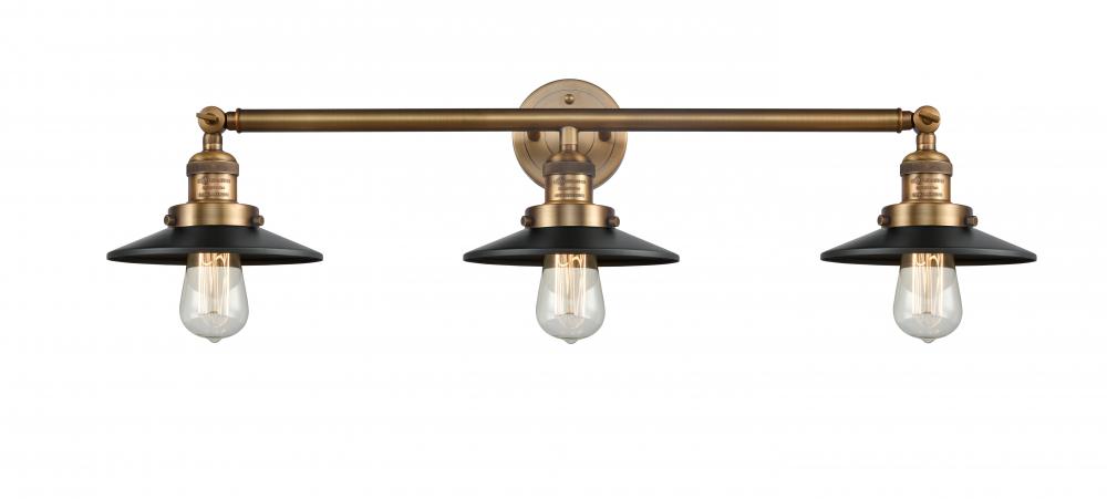 Railroad - 3 Light - 32 inch - Brushed Brass - Bath Vanity Light