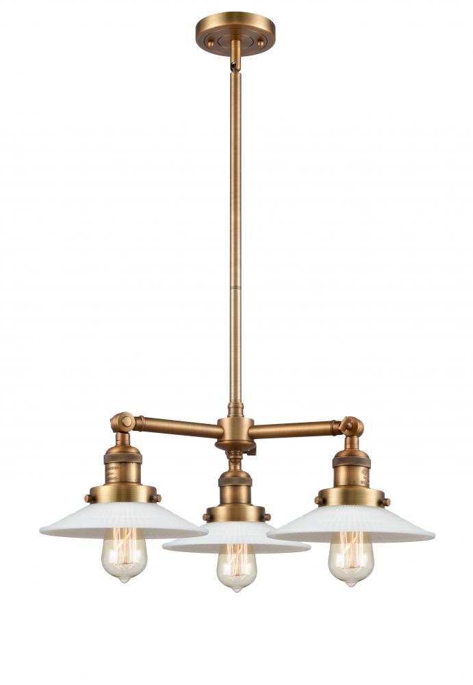 Halophane - 3 Light - 22 inch - Brushed Brass - Stem Hung - Chandelier