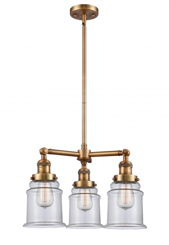 Canton - 3 Light - 18 inch - Brushed Brass - Stem Hung - Chandelier