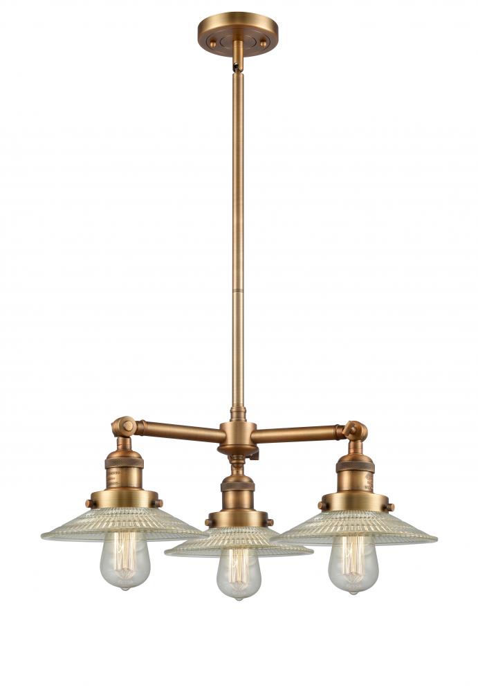 Halophane - 3 Light - 22 inch - Brushed Brass - Stem Hung - Chandelier