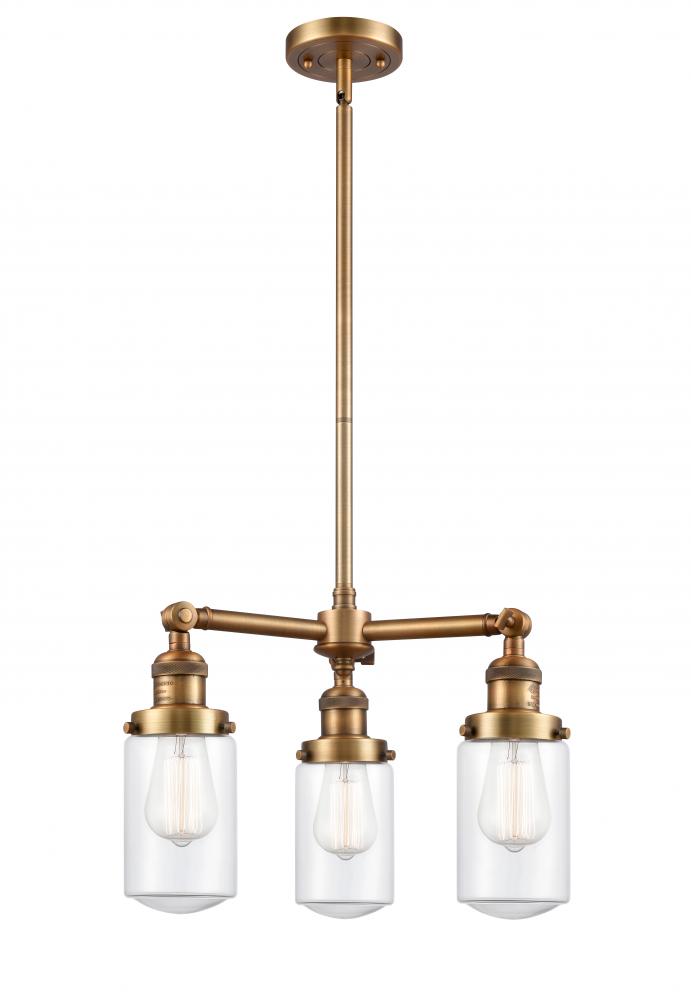 Dover - 3 Light - 17 inch - Brushed Brass - Stem Hung - Chandelier