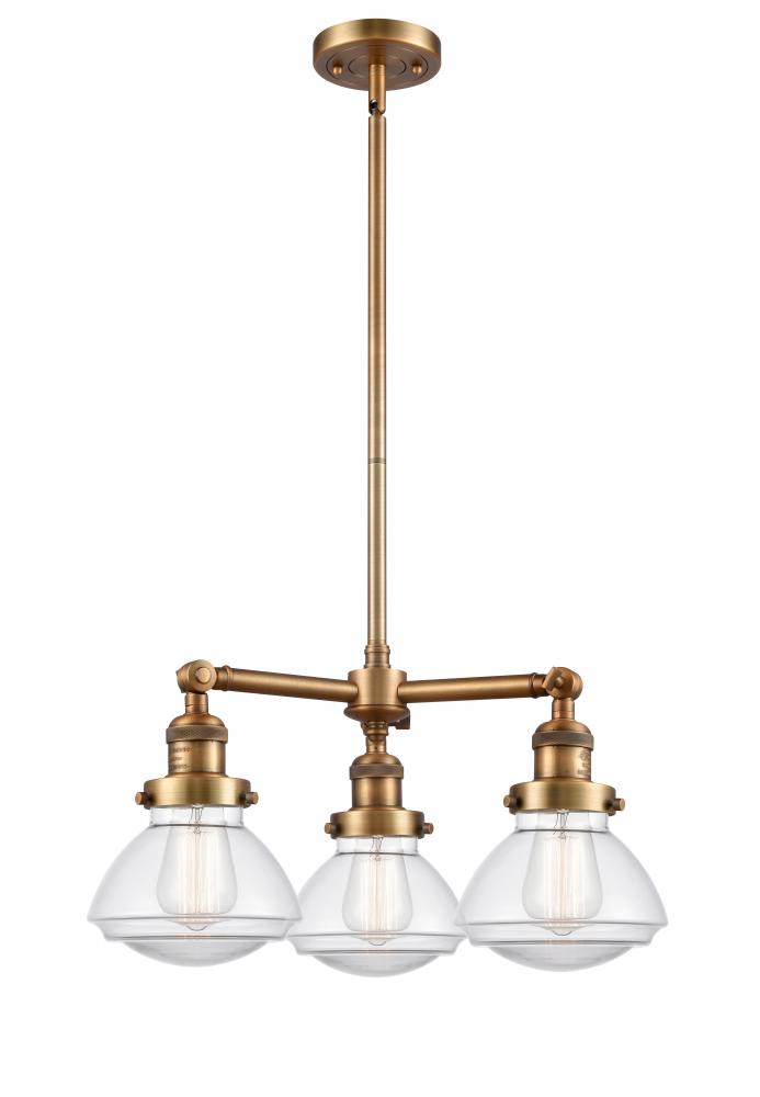 Olean - 3 Light - 19 inch - Brushed Brass - Stem Hung - Chandelier