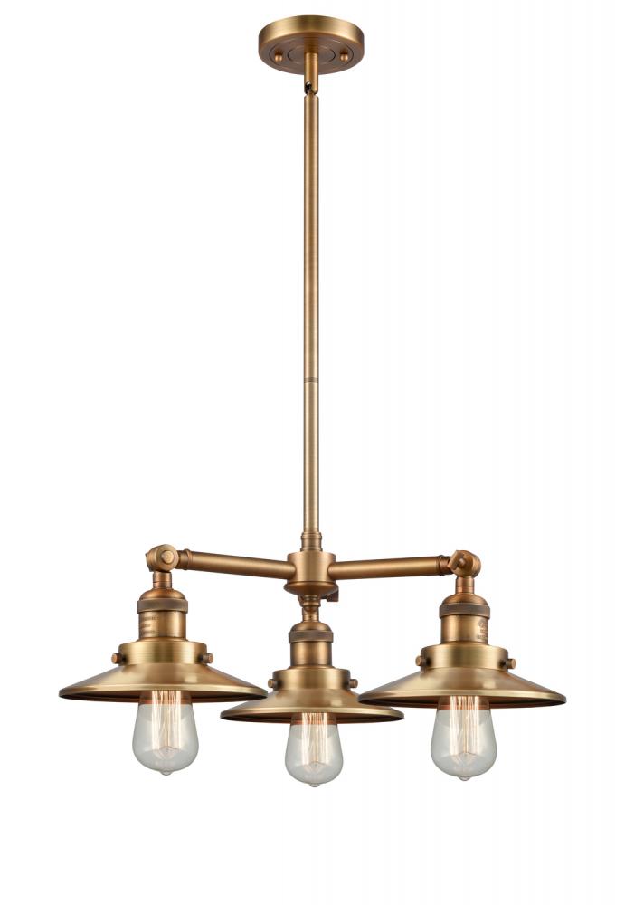 Railroad - 3 Light - 19 inch - Brushed Brass - Stem Hung - Chandelier