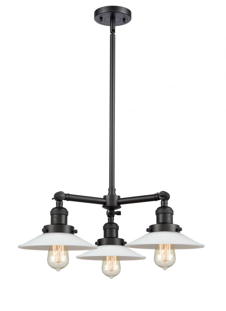 Halophane - 3 Light - 22 inch - Matte Black - Stem Hung - Chandelier