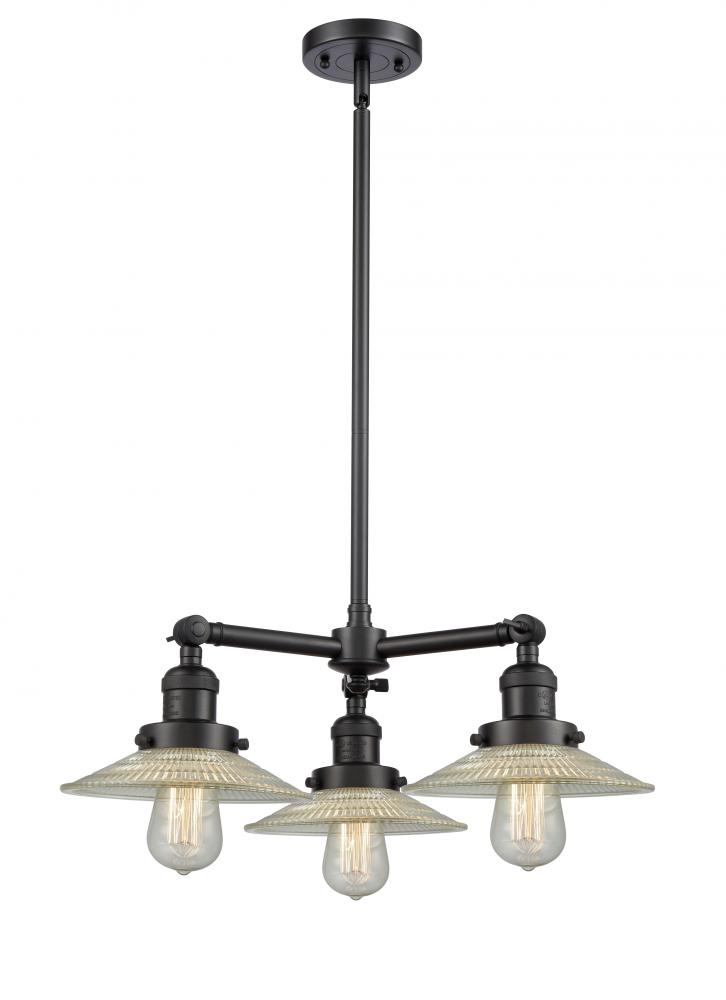 Halophane - 3 Light - 22 inch - Matte Black - Stem Hung - Chandelier