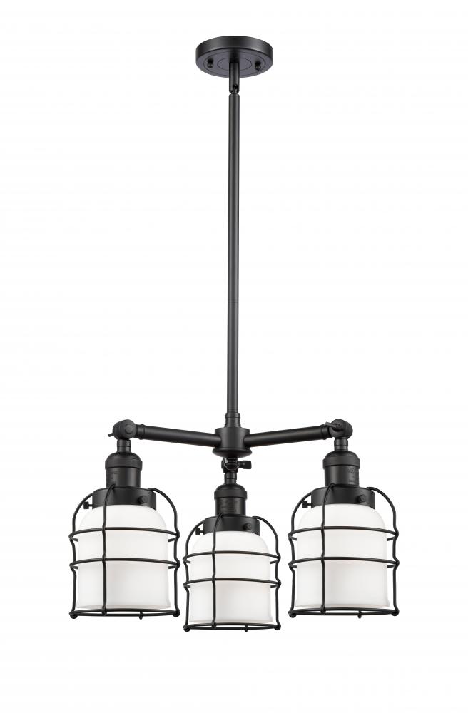 Bell Cage - 3 Light - 19 inch - Matte Black - Stem Hung - Chandelier