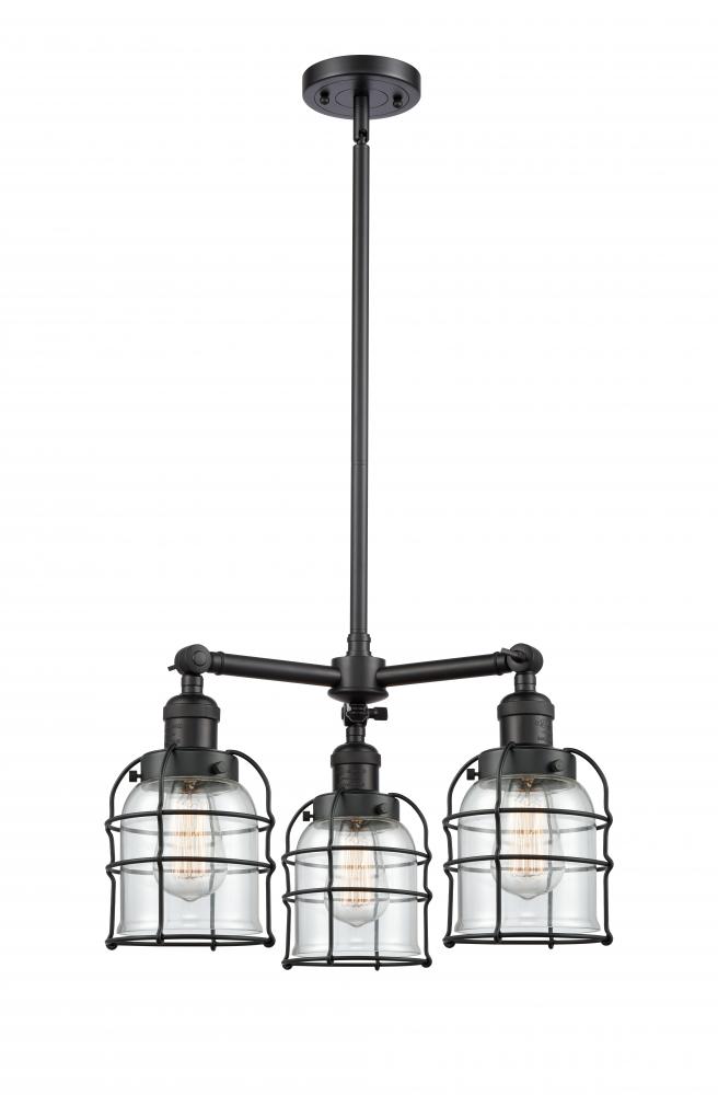 Bell Cage - 3 Light - 19 inch - Matte Black - Stem Hung - Chandelier