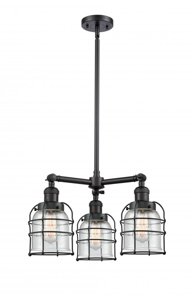 Bell Cage - 3 Light - 19 inch - Matte Black - Stem Hung - Chandelier