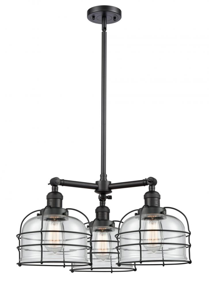 Bell Cage - 3 Light - 24 inch - Matte Black - Stem Hung - Chandelier