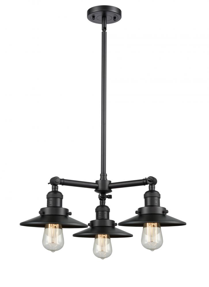 Railroad - 3 Light - 19 inch - Matte Black - Stem Hung - Chandelier