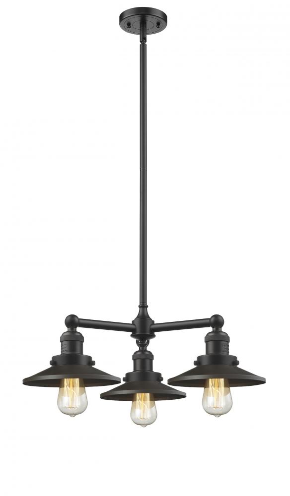 Railroad - 3 Light - 19 inch - Oil Rubbed Bronze - Stem Hung - Chandelier