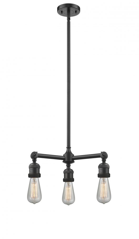 Bare Bulb - 3 Light - 15 inch - Oil Rubbed Bronze - Stem Hung - Chandelier