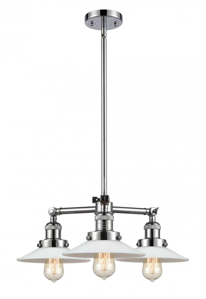 Halophane - 3 Light - 22 inch - Polished Chrome - Stem Hung - Chandelier