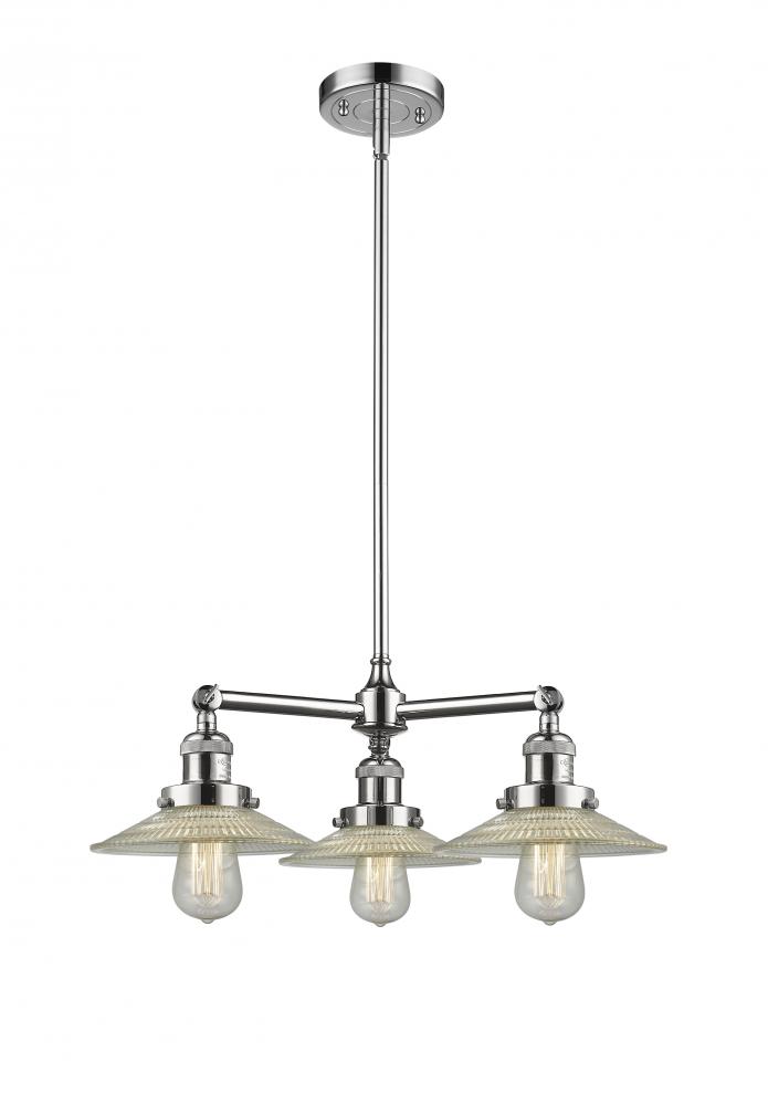 Halophane - 3 Light - 22 inch - Polished Chrome - Stem Hung - Chandelier