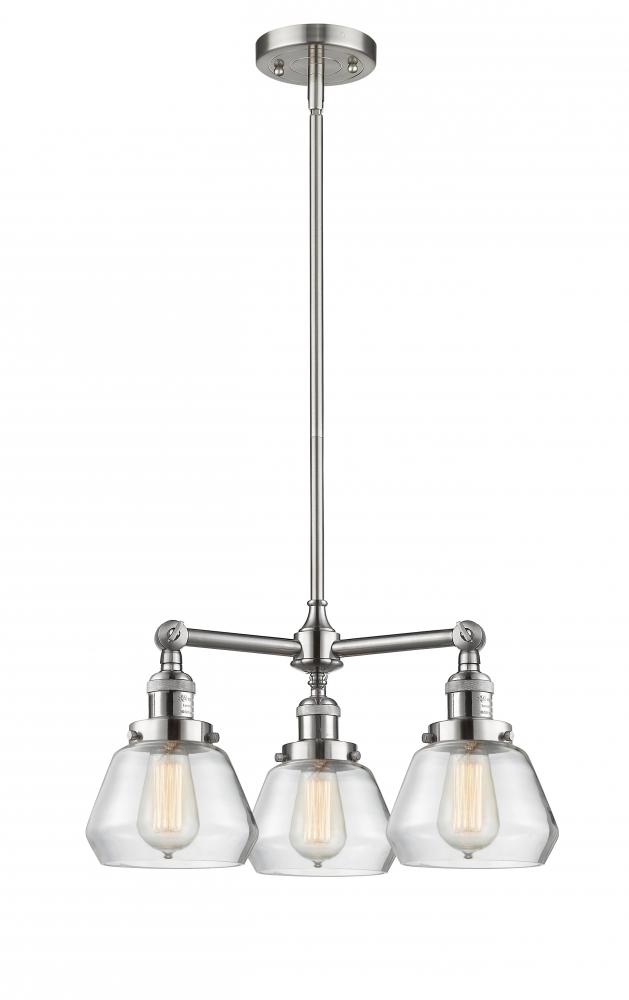 Fulton - 3 Light - 22 inch - Brushed Satin Nickel - Stem Hung - Chandelier