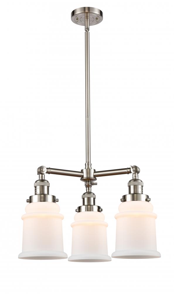 Canton - 3 Light - 18 inch - Brushed Satin Nickel - Stem Hung - Chandelier