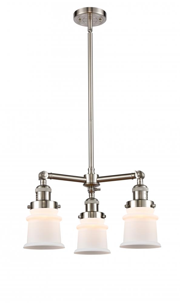 Canton - 3 Light - 18 inch - Brushed Satin Nickel - Stem Hung - Chandelier