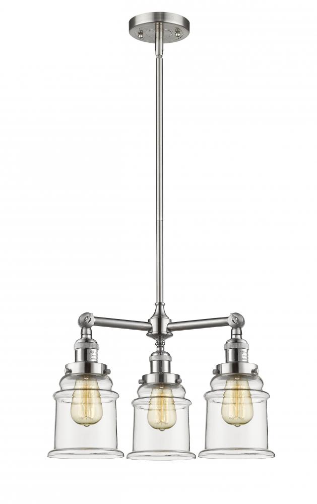 Canton - 3 Light - 18 inch - Brushed Satin Nickel - Stem Hung - Chandelier