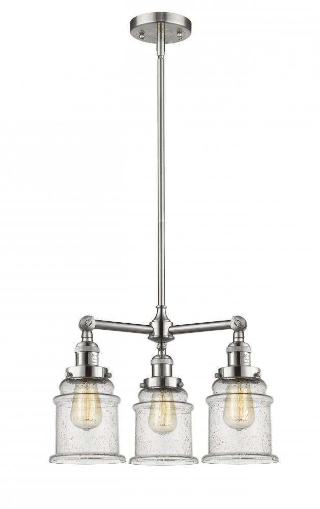 Canton - 3 Light - 18 inch - Brushed Satin Nickel - Stem Hung - Chandelier