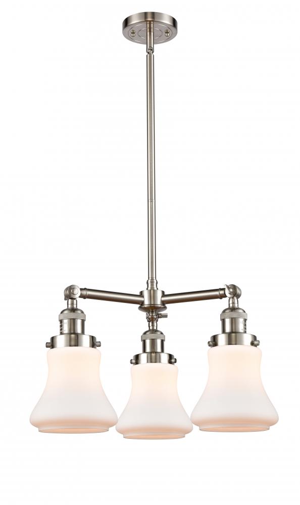 Bellmont - 3 Light - 18 inch - Brushed Satin Nickel - Stem Hung - Chandelier