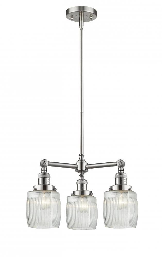 Colton - 3 Light - 18 inch - Brushed Satin Nickel - Stem Hung - Chandelier