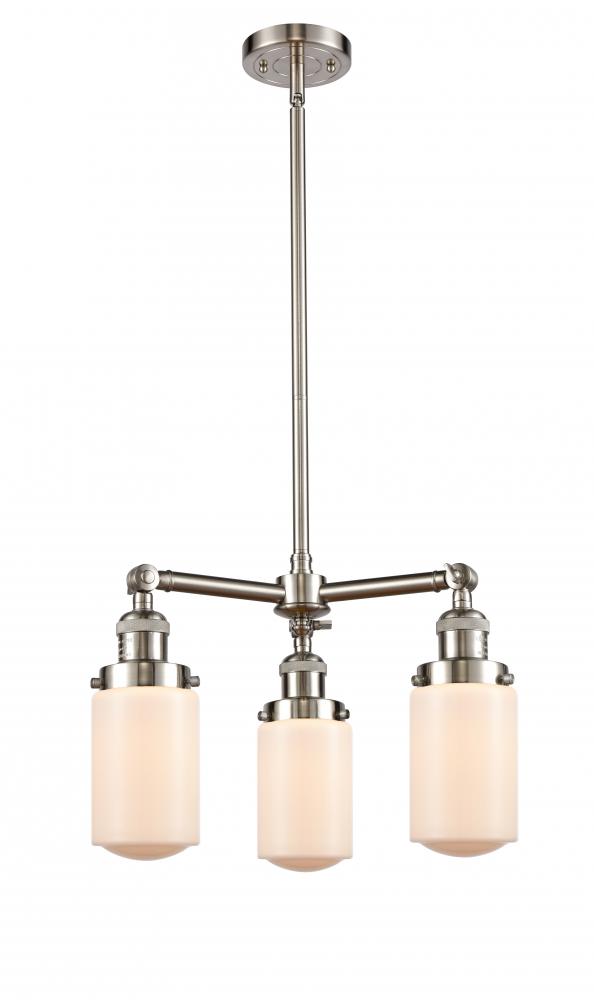 Dover - 3 Light - 17 inch - Brushed Satin Nickel - Stem Hung - Chandelier