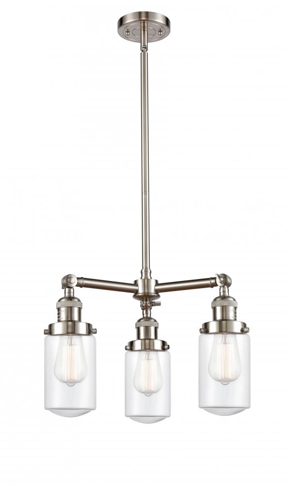 Dover - 3 Light - 17 inch - Brushed Satin Nickel - Stem Hung - Chandelier