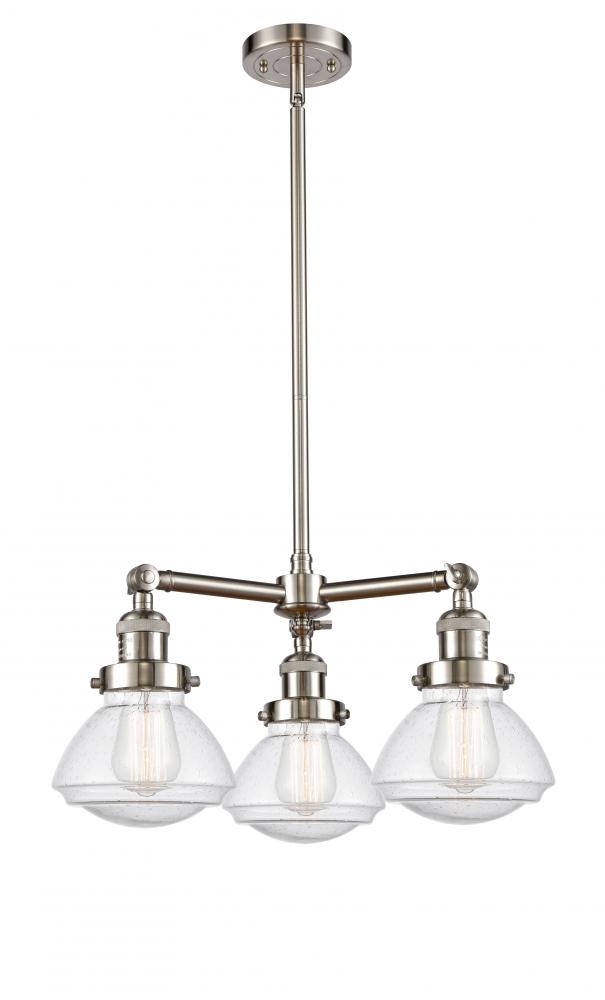 Olean - 3 Light - 19 inch - Brushed Satin Nickel - Stem Hung - Chandelier