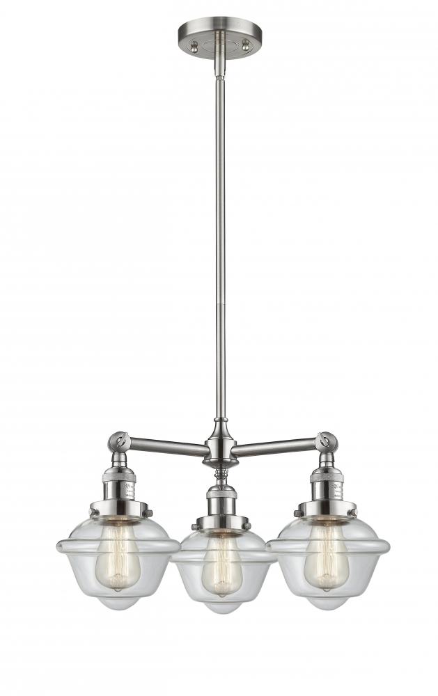 Oxford - 3 Light - 20 inch - Brushed Satin Nickel - Stem Hung - Chandelier