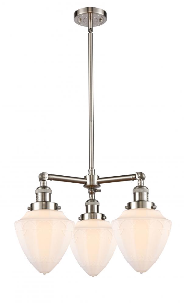 Bullet - 3 Light - 20 inch - Brushed Satin Nickel - Stem Hung - Chandelier