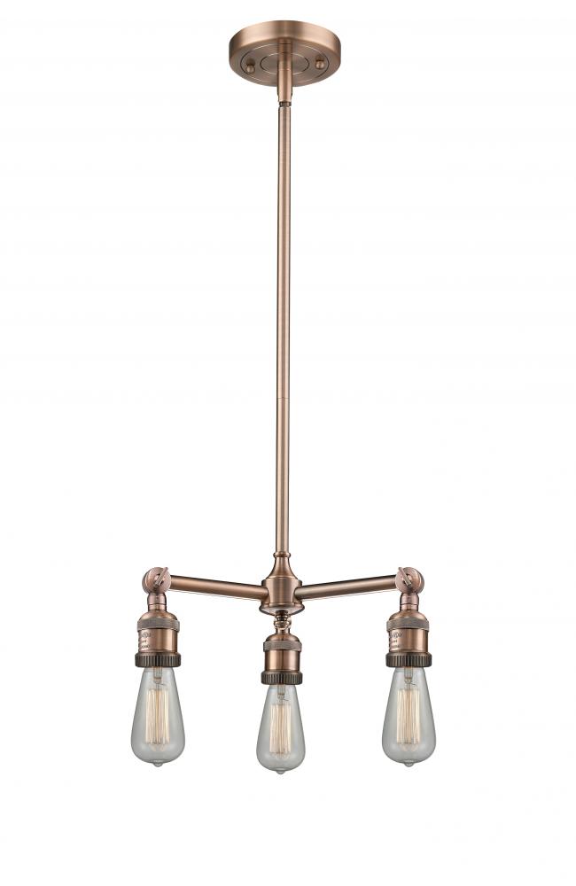 Bare Bulb 3 Light Chandelier